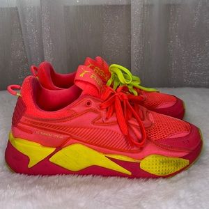 Pink and yellow  puma sneakers